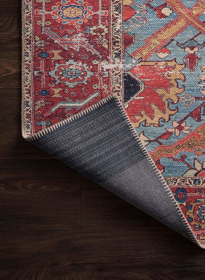 Loloi سجادة منطقة II لورين زرقاء/حمراء 7'-6" x 9'-6" - Image 4