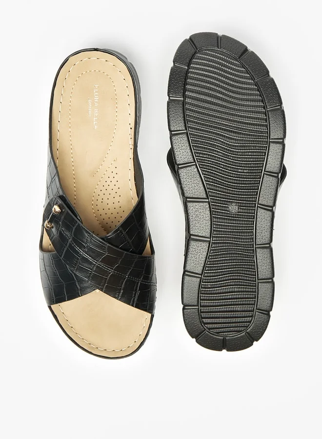 Flora Bella By Shoexpress Women Textured Slip-On Cross Strap Sandals