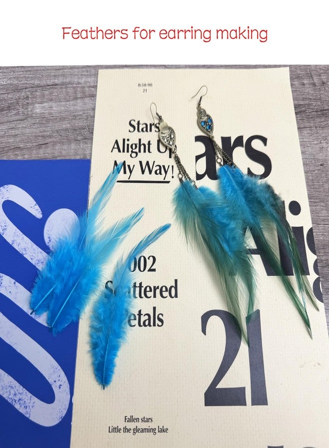 Happy Feather 100PCS Saddle Hackle Rooster Feather for Crafts, 5-7 inch Natural Pheasant Neck Feathers DIY Pendant Earrings Dream Catcher-Dark Lake Blue - Image 2