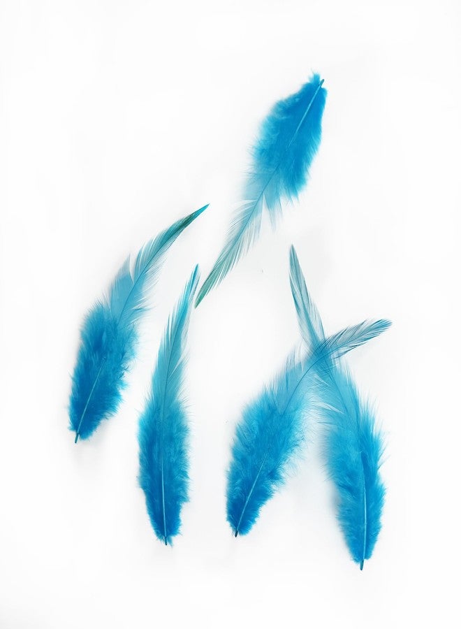 Happy Feather 100PCS Saddle Hackle Rooster Feather for Crafts, 5-7 inch Natural Pheasant Neck Feathers DIY Pendant Earrings Dream Catcher-Dark Lake Blue - Image 5