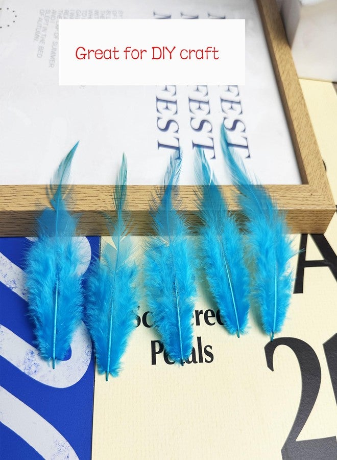 Happy Feather 100PCS Saddle Hackle Rooster Feather for Crafts, 5-7 inch Natural Pheasant Neck Feathers DIY Pendant Earrings Dream Catcher-Dark Lake Blue - Image 4