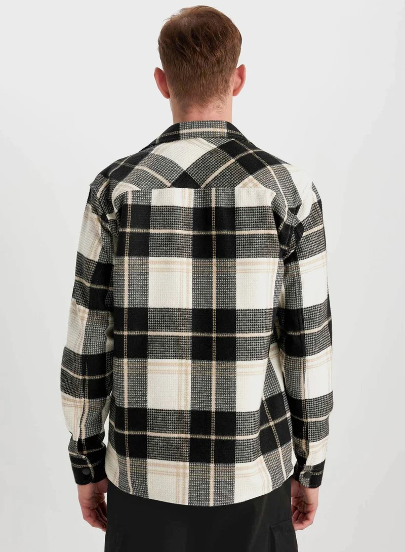 DeFacto Relax Fit Cotton Plaid Long Sleeve Shirt