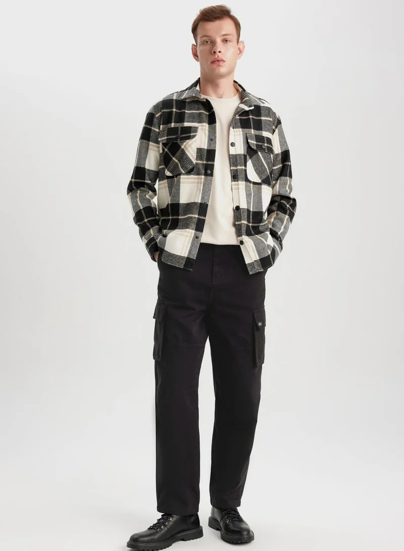 DeFacto Relax Fit Cotton Plaid Long Sleeve Shirt