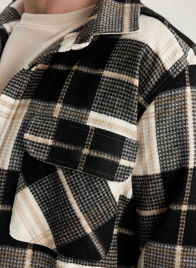 DeFacto Relax Fit Cotton Plaid Long Sleeve Shirt