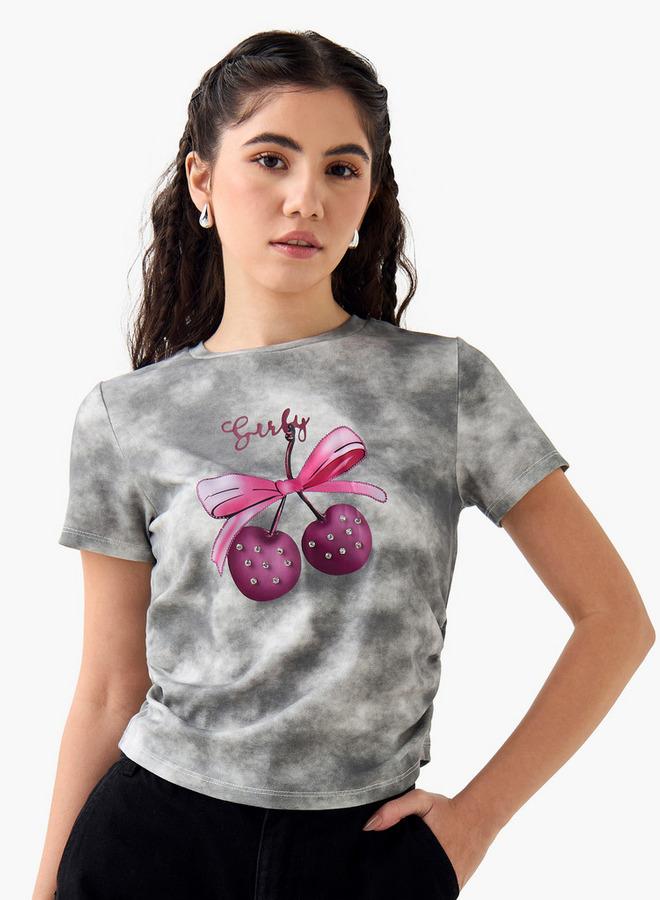 2Xtremz Graphic Print Crew Neck T-shirt with Short Sleeves - Image 1