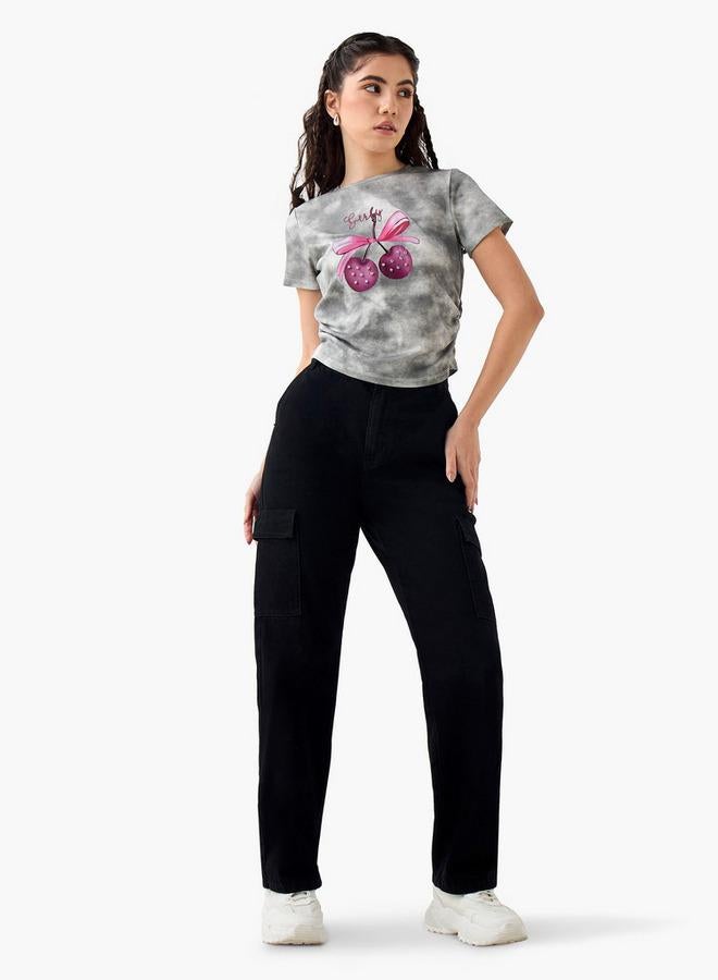 2Xtremz Graphic Print Crew Neck T-shirt with Short Sleeves - Image 2