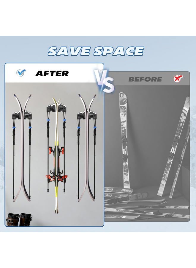 Hikeen Ski Wall Rack for Garage - Ski Wall Mount Storage Rack Fits Any Ski,Garage Organization & Space-Saving Winter Gear - Durable Ski Rack for Wall Display 2Pack - Image 5