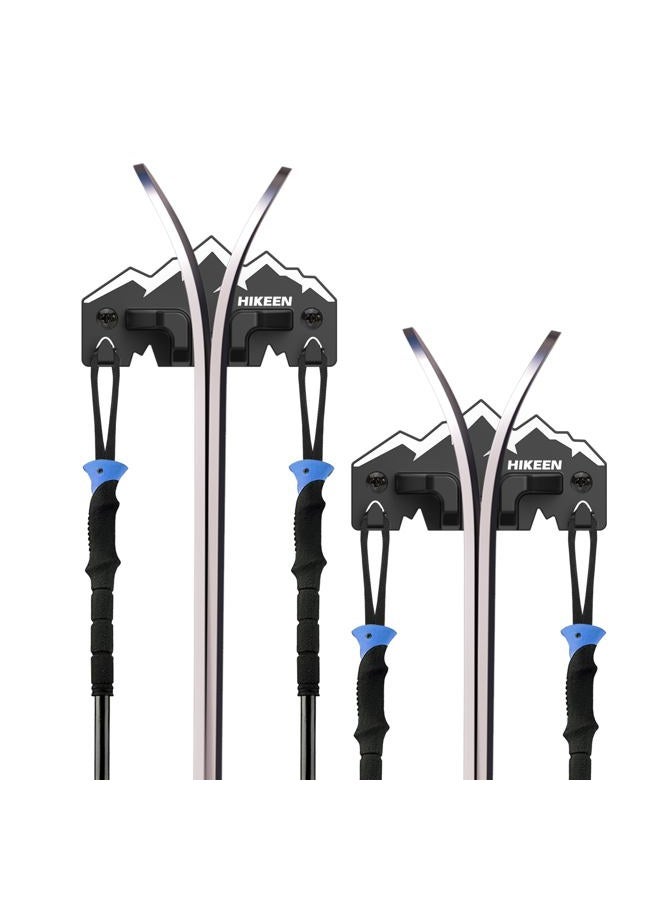 Hikeen Ski Wall Rack for Garage - Ski Wall Mount Storage Rack Fits Any Ski,Garage Organization & Space-Saving Winter Gear - Durable Ski Rack for Wall Display 2Pack - Image 1