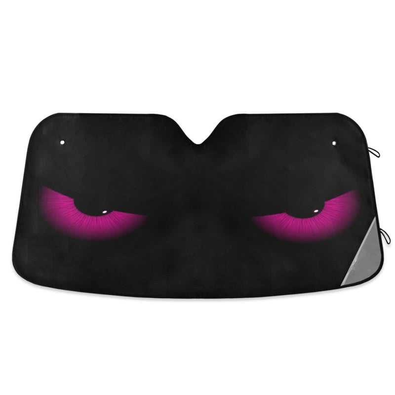 KEEPREAL Pink Evil Eyes Windshield Sun Shade Foldable Car Front Window Sunshades for Most Sedans SUV Truck Blocks UV Rays and Keeps Your Vehicle Cool