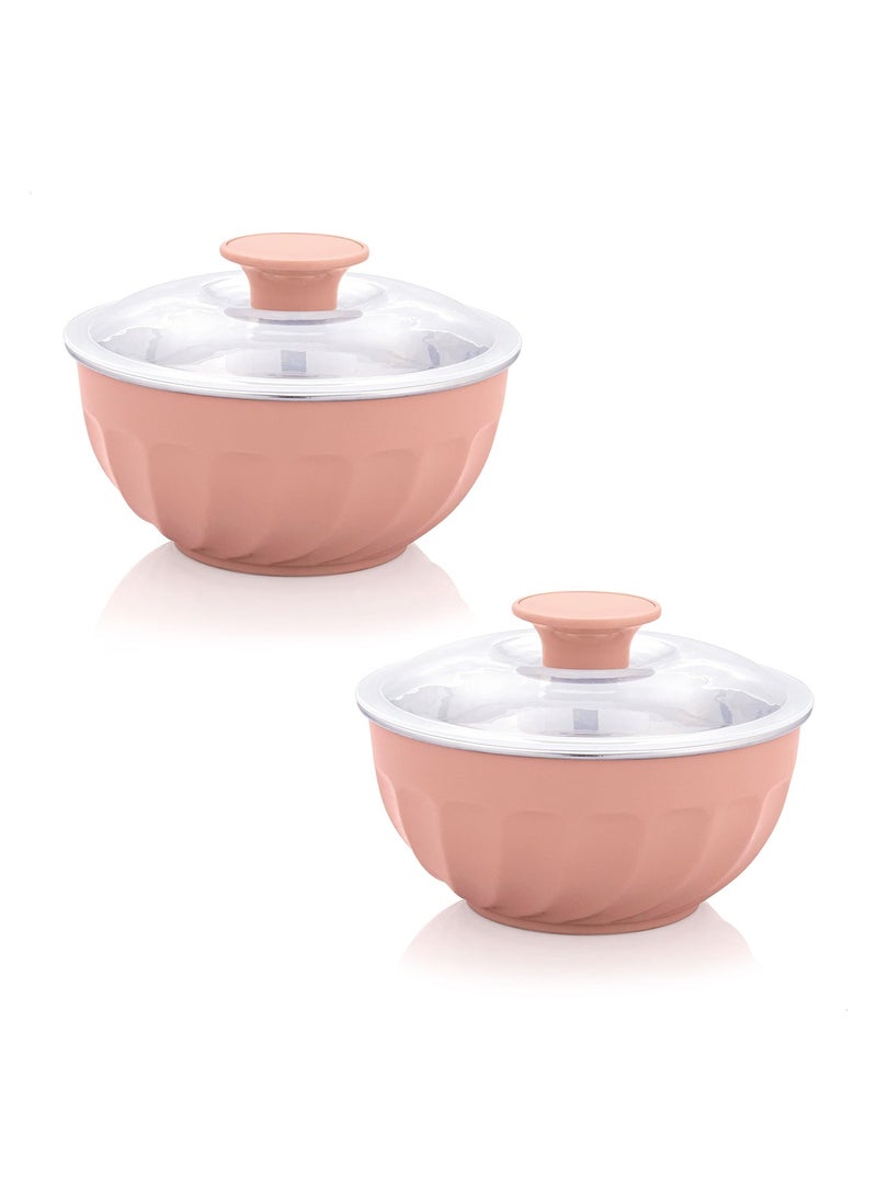 BLACKSTONE - Set of 2 Mixing Bowls with Lids – Outer Plastic, Inner Stainless Steel 1200ML - Image 1