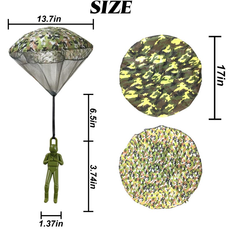 ROYHOO 6PCS Army Camo Parachute Toys Hand Throwing Kids Outdoor Games Toys ï¼ŒArmy Men Action Figures Tangle Free Throwing Toy Parachute Outside Gifts for Kids Ages 3-16 - Image 2