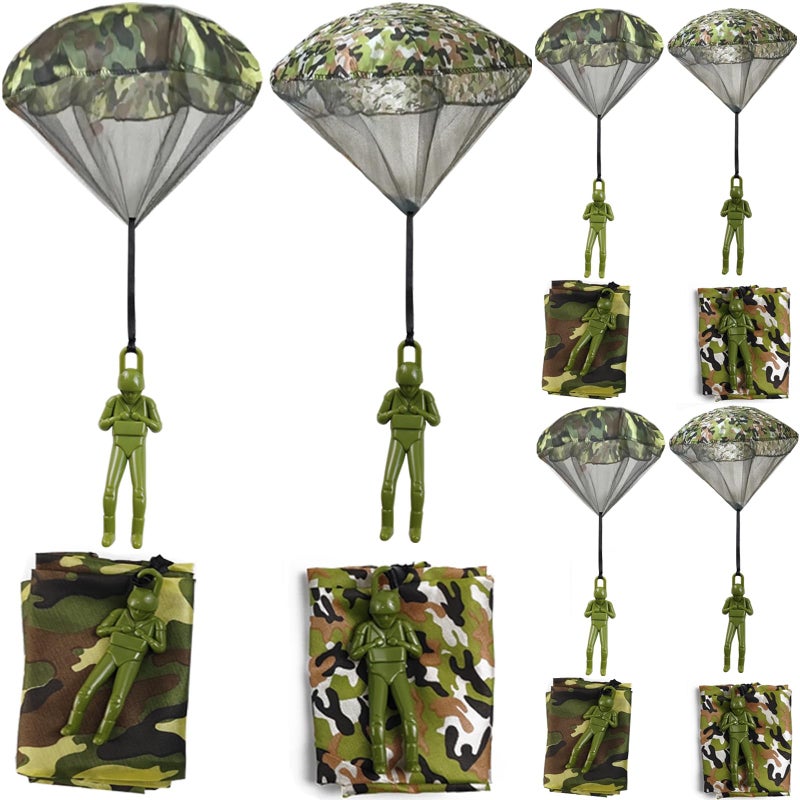 ROYHOO 6PCS Army Camo Parachute Toys Hand Throwing Kids Outdoor Games Toys ï¼ŒArmy Men Action Figures Tangle Free Throwing Toy Parachute Outside Gifts for Kids Ages 3-16 - Image 1