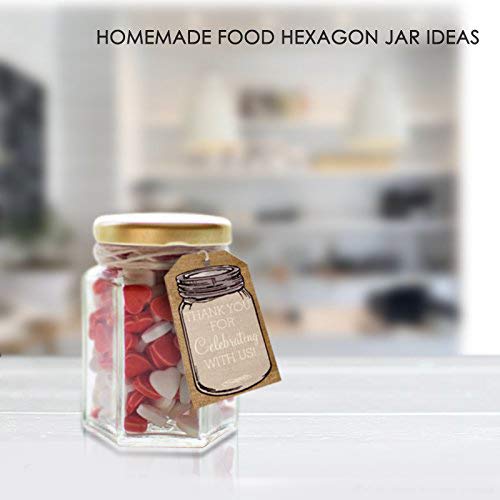 Cloudsell Hexagon Glass jar with Airtight Lid, for Spice, Honey, Dry Fruit, 200 ml, Set of 12 - Image 4