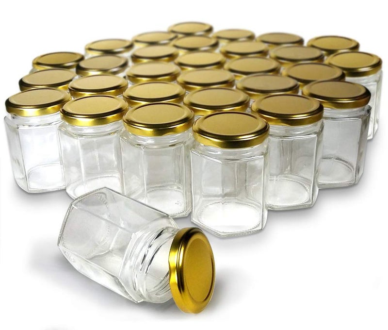Cloudsell Hexagon Glass jar with Airtight Lid, for Spice, Honey, Dry Fruit, 200 ml, Set of 12 - Image 1
