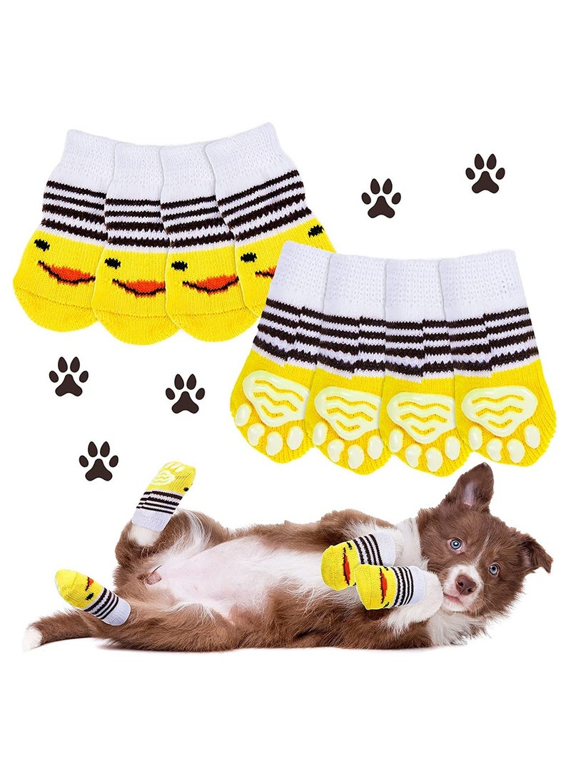 Zikra Non-Slip Dog Socks, 8 Pieces Puppy Paw Protector Socks with Rubber Reinforcement Dog Grip Socks Covers for Dog Indoor Wear on Hardwood Floor Keep Warm - Image 1