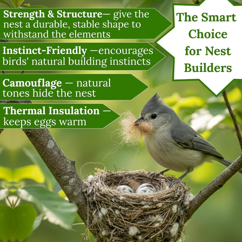 slivche Mix Bird Nesting Filler - Hummingbird Nesters Bird Nesting Material for Wild Birds Wrens Finches - Image 5