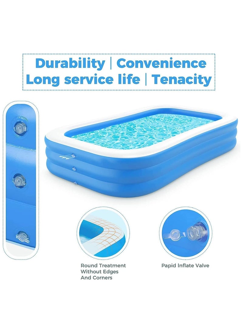 Generic Inflatable Swimming Pool, Kiddie Pool, Large Size Blow Up Swimming Pool, Giant Rectangle Lounge Blow Up Pool for Indoor Outdoor Backyard Ground  - Image 5