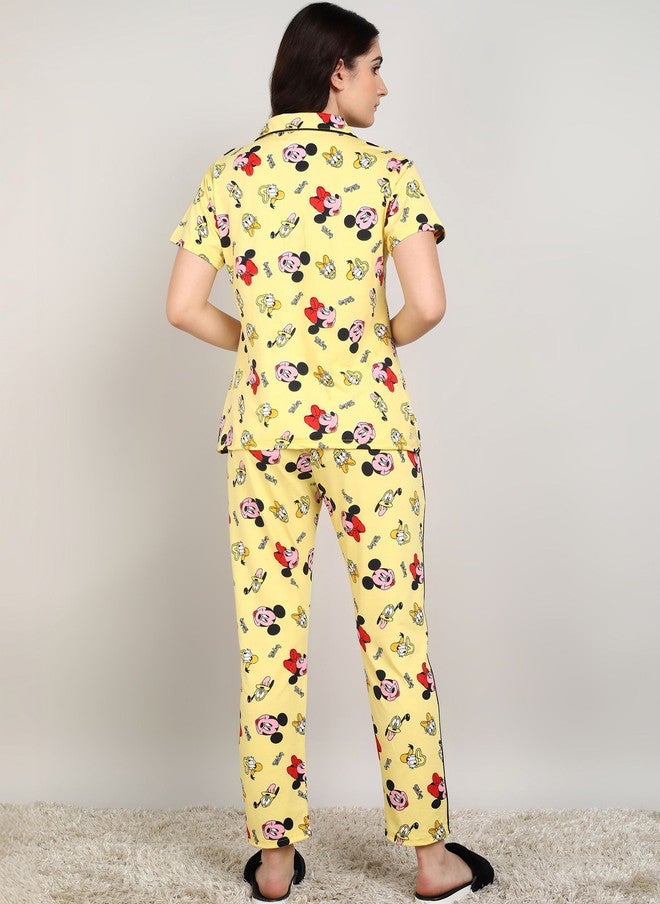 PREEN Women Printed Night Suit with Mickey Mouse Design - Image 3