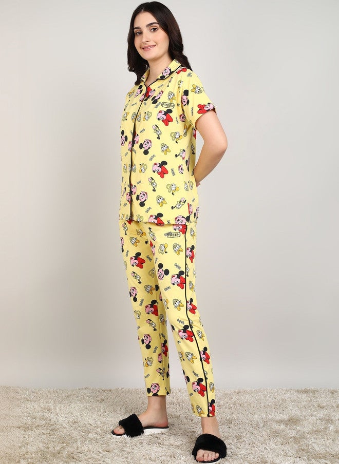 PREEN Women Printed Night Suit with Mickey Mouse Design - Image 5