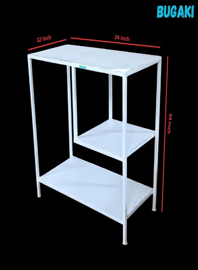 BUGAKI Aquarium Stand, White, 24x12x24 Inch, 3-Tier Storage Shelves - Image 2