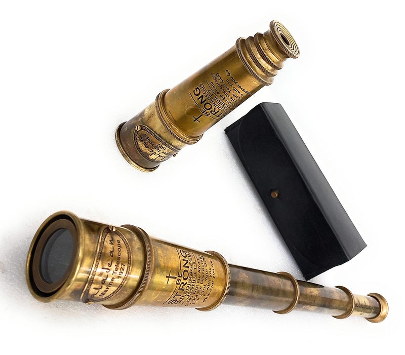 ALADEAN Vintage Spyglass Telescope 16" Inspirational Gifts for Boys - Be Strong & Courageous Engraved Uplifting Pirate Spyglass Gift - Image 5
