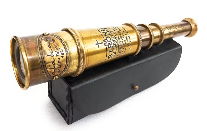 ALADEAN Vintage Spyglass Telescope 16" Inspirational Gifts for Boys - Be Strong & Courageous Engraved Uplifting Pirate Spyglass Gift - Image 1