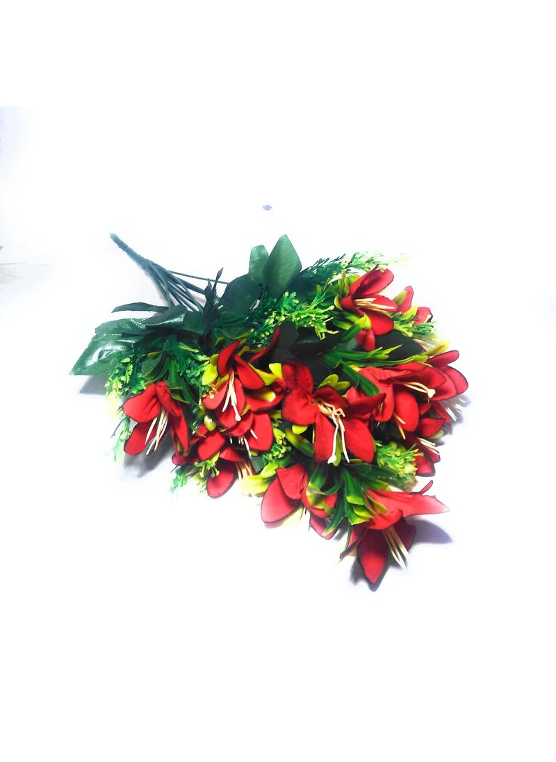 Five Star Five Star Artificial Lily Flowers Bunch for vase, Red Flower of Velvet and Green Leafs of Plastic, 1 Piece, (only Flowers)  - Image 4