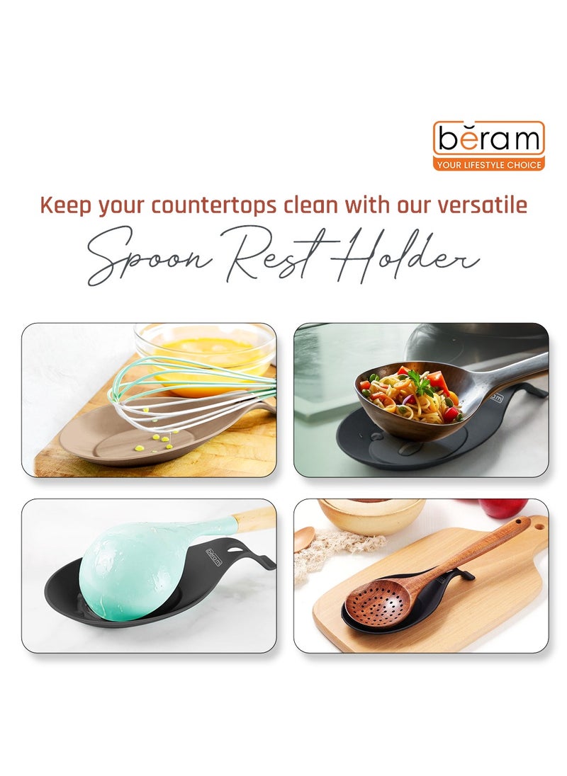 Beram - Silicone Spoon Rests Set of 3, Kitchen Counter Utensil Rests, BPA-Free, Heat-Resistant Spatula & Ladle Holder, Easy-to-Clean, Modern Serving Spoon Rests for Kitchen Counters - Image 1