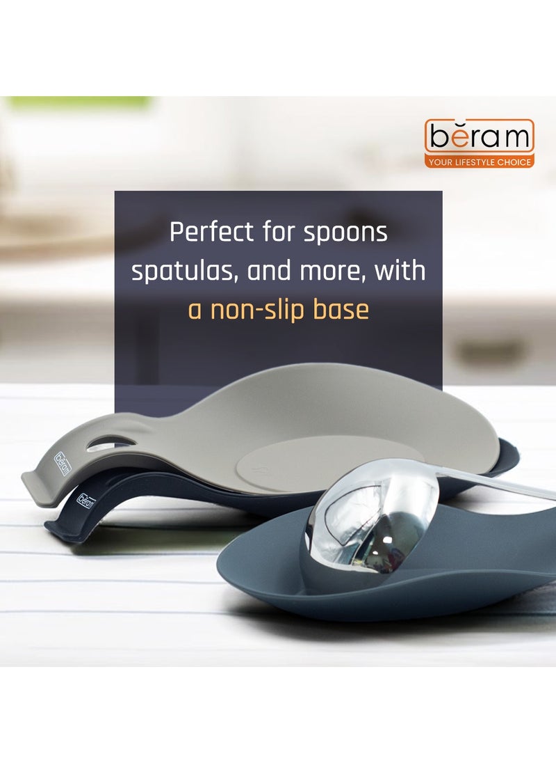 Beram - Silicone Spoon Rests Set of 3, Kitchen Counter Utensil Rests, BPA-Free, Heat-Resistant Spatula & Ladle Holder, Easy-to-Clean, Modern Serving Spoon Rests for Kitchen Counters - Image 1