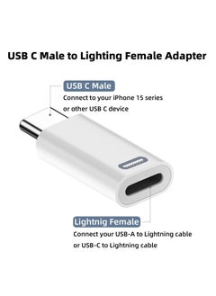 GNAFOTU 2 Pack USB-C Adapter for iPhone Cable, PD Fast Charging Type C Male Converter Compatible with iPhone 16/15 Series, iPad Air/Pro, NOT for Square Reader/Headphone/Microphone/Pencil (White)  - Image 5