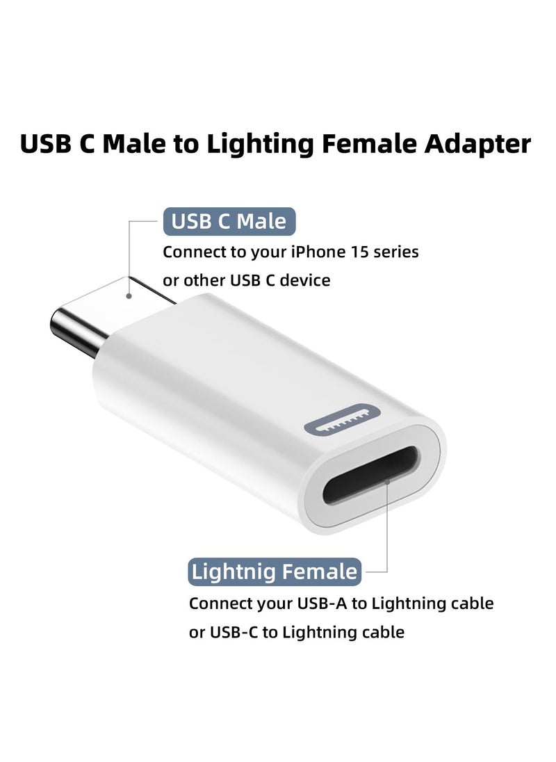 غنافوتو - 2 عبوة محول USB-C لكابل آيفون، محول شحن سريع من النوع C ذكر، متوافق مع سلسلة آيفون 16/15، آيباد إير/برو، وليس للقارئ المربع/سماعة الرأس/الميكروفون/قلم الرصاص (أبيض) - Image 1