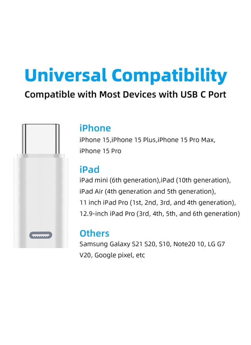 غنافوتو - 2 عبوة محول USB-C لكابل آيفون، محول شحن سريع من النوع C ذكر، متوافق مع سلسلة آيفون 16/15، آيباد إير/برو، وليس للقارئ المربع/سماعة الرأس/الميكروفون/قلم الرصاص (أبيض) - Image 1