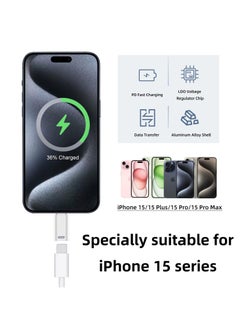 GNAFOTU 2 Pack USB-C Adapter for iPhone Cable, PD Fast Charging Type C Male Converter Compatible with iPhone 16/15 Series, iPad Air/Pro, NOT for Square Reader/Headphone/Microphone/Pencil (White)  - Image 4