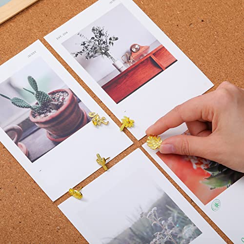 Eersida 40 Pieces Gold Push Pins Cute Push Pins Tropical Office Supplies 5 Designs Decorative Thumb Tacks Cactus Palm Leaf Thumb Tacks for Photos Wall, Maps, Bulletin Board, Cork Boards - Image 4