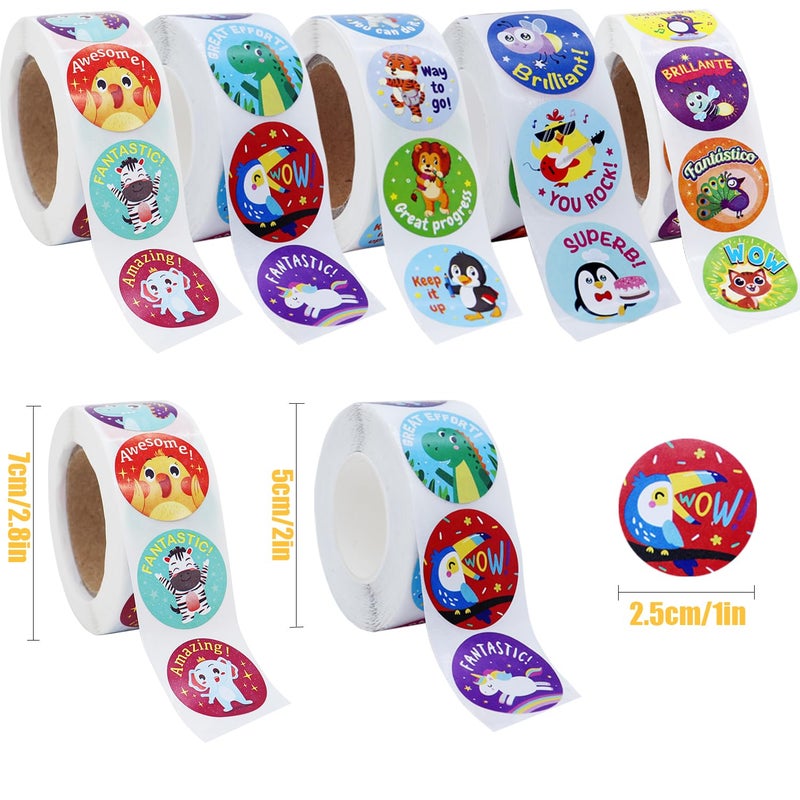 HOXBUR 2500Pcs Stickers for Kids Classroom, Animals Themed Design Teacher Students Reward Stickers for School Classroom Supplies - Image 2