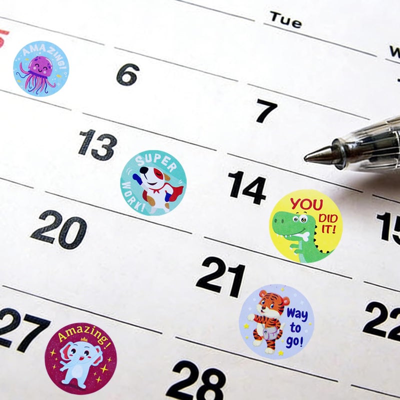 HOXBUR 2500Pcs Stickers for Kids Classroom, Animals Themed Design Teacher Students Reward Stickers for School Classroom Supplies - Image 5