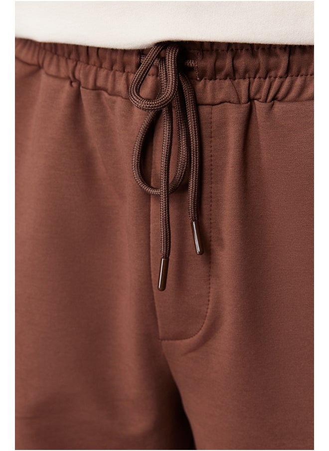 Brown Oversize/Wide-Fit Concealed Cord Elastic Waist Cargo Pocket Tag Shorts TMNSS24SR00018