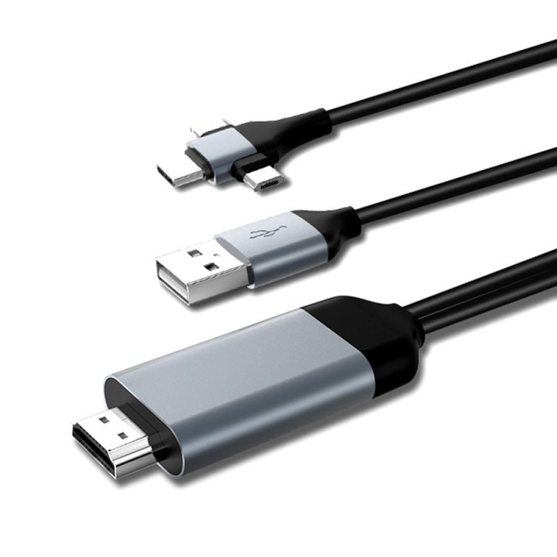 HD Video Cable: 1080P HD Video Transmission, Durable Aluminum Alloy Shell, Universal Type-C & Micro USB Ports - Crystal-Clear Viewing, Long-Lasting Performance for Mobile Projector, Game Visual, Offic - Image 1
