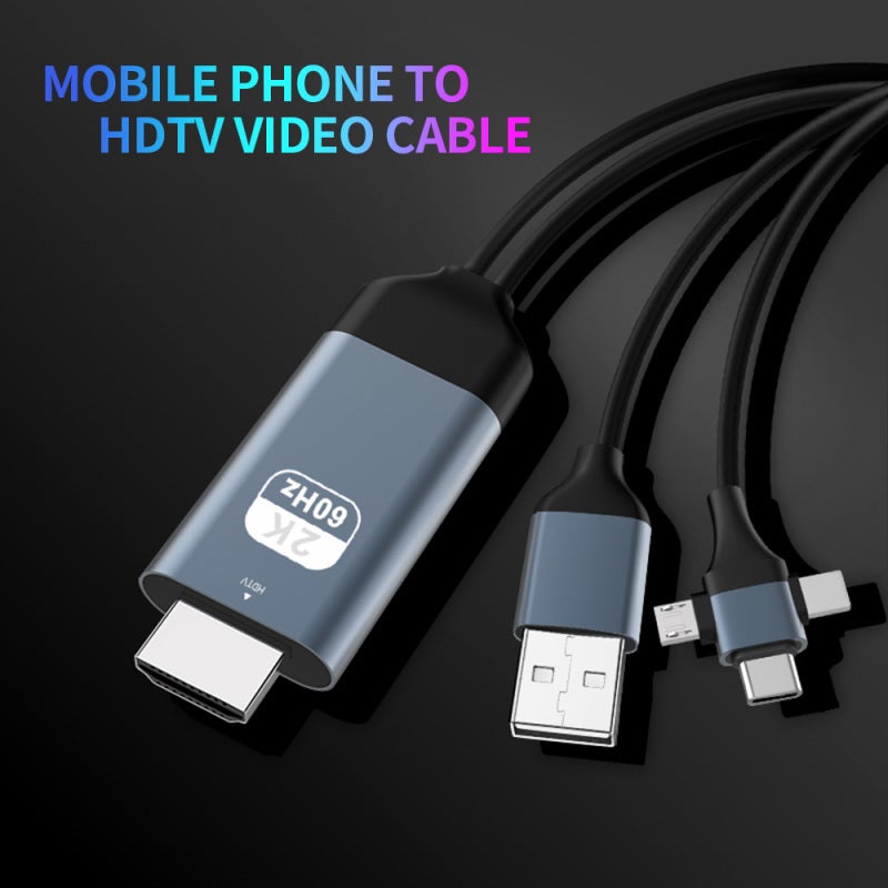 HD Video Cable: 1080P HD Video Transmission, Durable Aluminum Alloy Shell, Universal Type-C & Micro USB Ports - Crystal-Clear Viewing, Long-Lasting Performance for Mobile Projector, Game Visual, Offic - Image 2