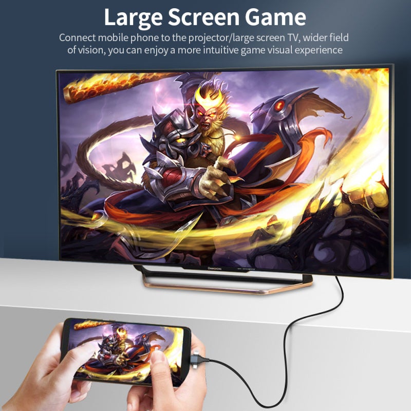 HD Video Cable: 1080P HD Video Transmission, Durable Aluminum Alloy Shell, Universal Type-C & Micro USB Ports - Crystal-Clear Viewing, Long-Lasting Performance for Mobile Projector, Game Visual, Offic - Image 4