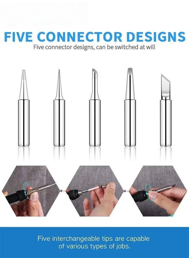 EETU Electric Soldering Iron Kit,8Pcs 60W Adjustable Temperature Electronics Welding Tools,5 Soldering Tips For Metal Jewelry Electric Repairing DIY - Image 4