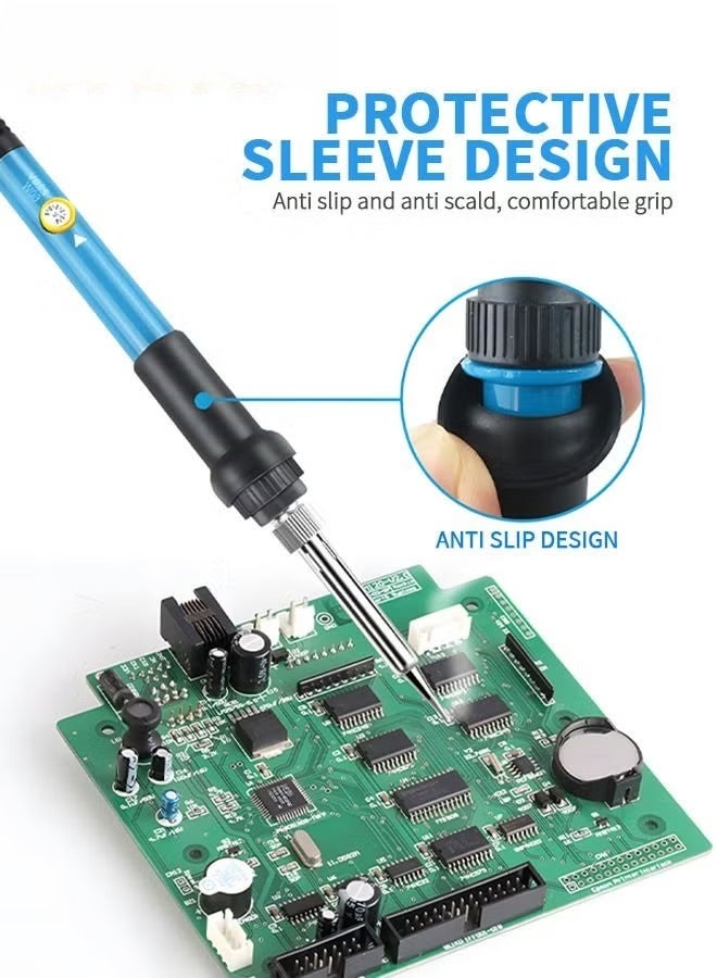EETU Electric Soldering Iron Kit,8Pcs 60W Adjustable Temperature Electronics Welding Tools,5 Soldering Tips For Metal Jewelry Electric Repairing DIY - Image 3