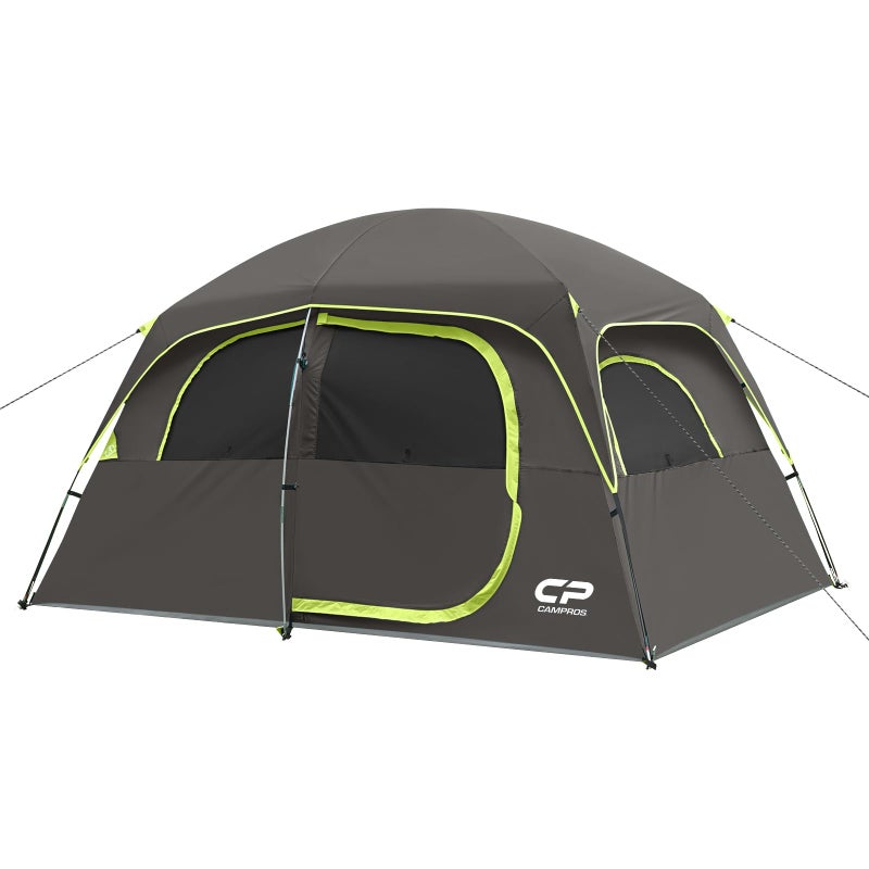 CAMPROS CP Tent-6-Person-Camping-Tents, Waterproof Windproof Family Tent with Top Rainfly, 4 Large Mesh Windows, Double Layer, Easy Set Up, Portable with Carry Bag (Deep Gray) - Image 1