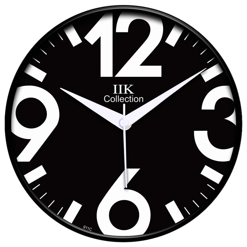 IIK Collection 12-Inch Designer Plastic Analogue Round Wall Clock for Home, Kitchen, Living Room, Bedroom, Office (30 Cm X 30 Cm X 6 Cm), Multicolor - Image 1