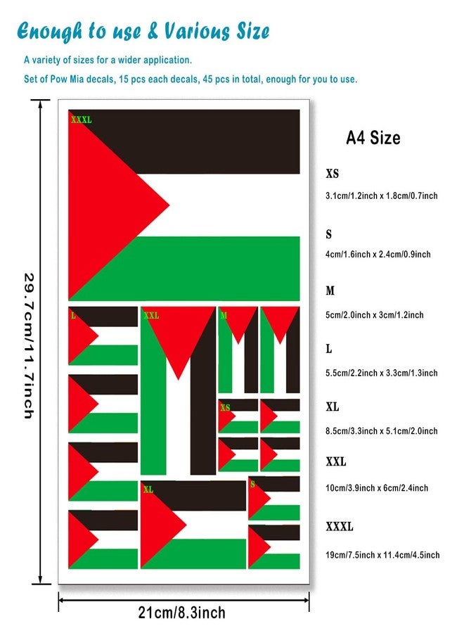 QQSD Palestine Flag Sticker Palestinian Decal in Multiple Sizes,3 Pack, 11.7 x 8.3 Inches - Image 2