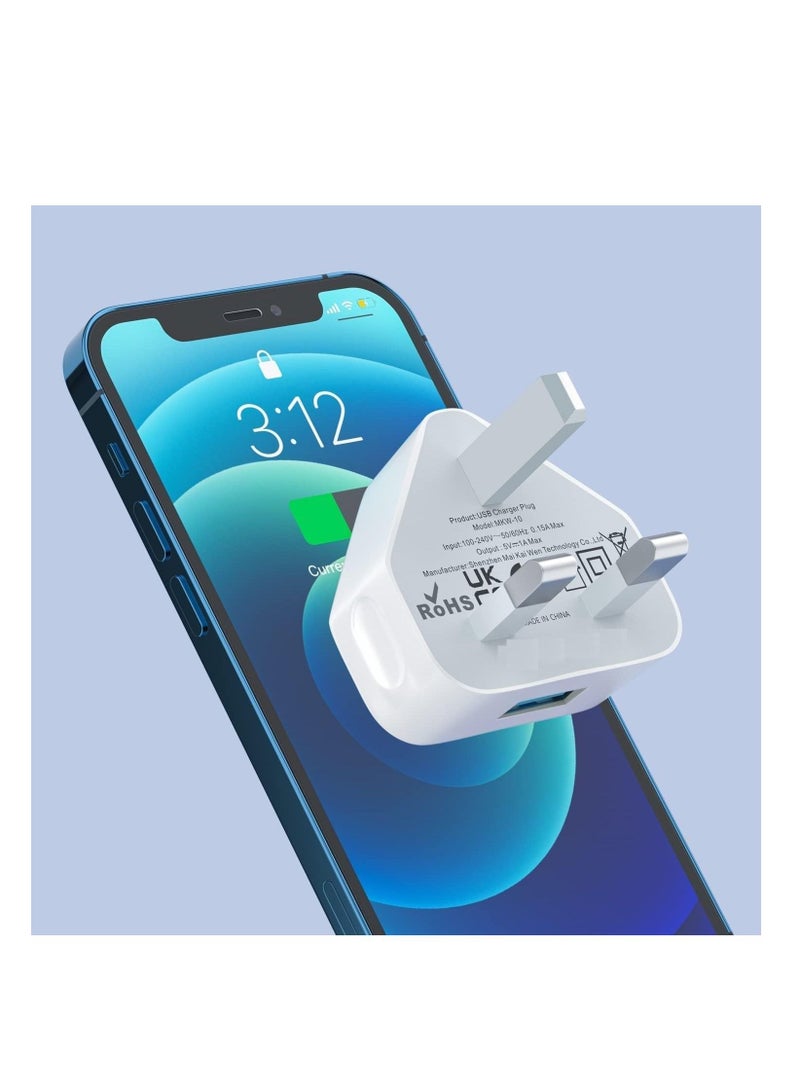 NTECH (4 Pack) USB Plug UK Mains Charger, USB Wall Plug Adaptor UK Compact Power USB Adapter Socket Charge Head 5V/1AMP Multipack Single Port Charging for iPhone 11/10/Xs/XS Max/XR/X/8/7/6 Plus/5/4, - Image 2