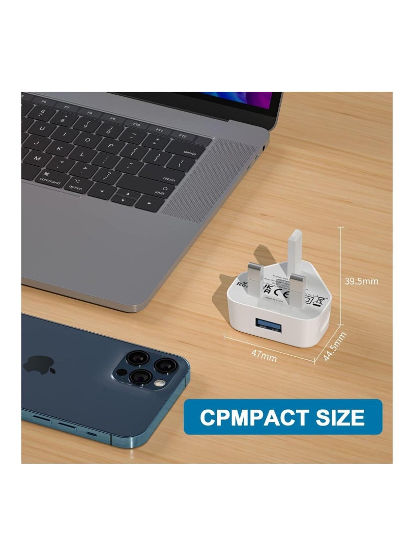 NTECH (4 Pack) USB Plug UK Mains Charger, USB Wall Plug Adaptor UK Compact Power USB Adapter Socket Charge Head 5V/1AMP Multipack Single Port Charging for iPhone 11/10/Xs/XS Max/XR/X/8/7/6 Plus/5/4, - Image 3