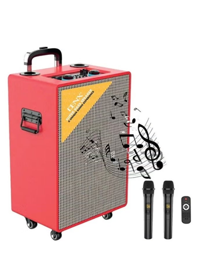 Denx DX716 Portable Bluetooth Party Speaker with Super Bass, 4000mAh Rechargeable Battery, Wireless Karaoke, Microphone Input, AUX, Remote Control & Trolley Design, Portable Music Speaker for Parties & Events - Image 1