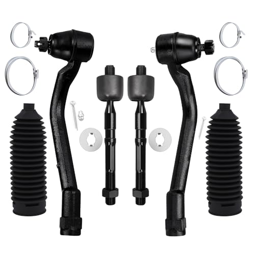 SCITOO 6-PC SET Suspension Kit fit 2011-2013 for Hyundai Sonata 2012-2017 for Hyundai Azera 2011-2015 for Kia Optima 2014-2015 for Kia Cadenza Front Outer Inner Tie Rod End Steering Rack Boot - Image 1