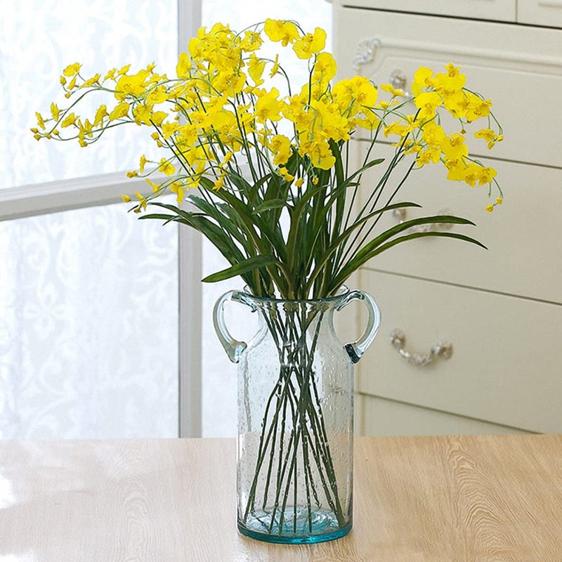 MDLUU Decorative Glass Vase 11" Tall, Bubble Air Flower Vase with Handles, Handblown Jug Vase for Dining Room, Bedroom, Bathroom, Mantel - Image 4